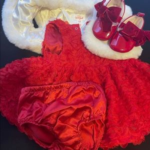 Baby girl dress with cardigan and shoes...